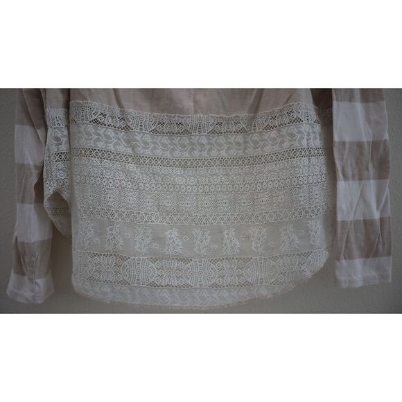 Free People Women's Sz XS Taupe/Pale Pink Oversized Lace Sheer Bottom Top $102 - Picture 4 of 8